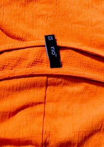 Orange Textured Knot Front Tee