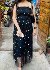 Chic Black floral Mesh Dress