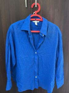 Electric Blue Button-Up Shirt