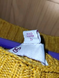 Mustard Woolen Crop Sweater