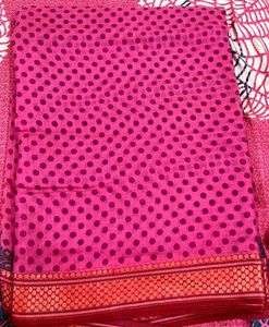 Pink Polka Dot Saree