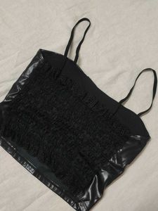 Black Faux Leather Crop Top