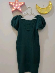 Emerald Green Puff Sleeve Dress