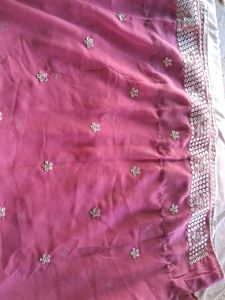 Pink Georgette Saree with Sequins Border