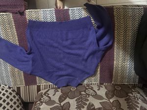 Purple Mock Neck Pullover Sweater
