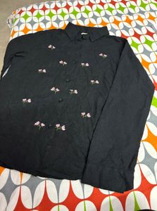 Chic Black Embroidered Blouse