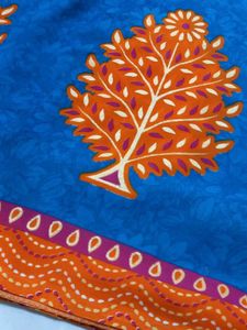 Vibrant Saree with Tree Motifs