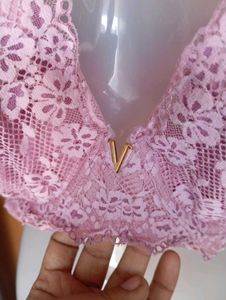 Lace Padded Bra - Pink