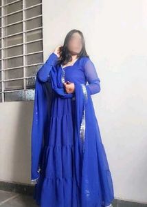 Elegant Royal Blue Tiered Gown
