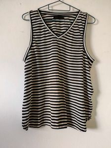 Striped V-Neck Sleeveless Top