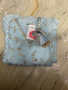 Light Blue Embroidered Kurti