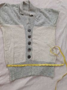 Cute Grey Button-Up Top