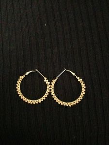 Gold Hoop Earrings with Charm Details