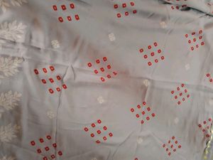 "Grey"Printed Saree With Blouse