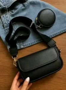 Chic Black Crossbody Bag with Coin Pouch