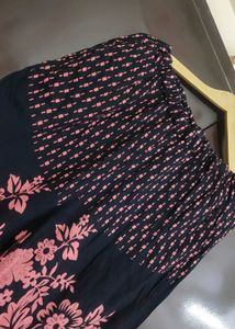 Black Pyjama Pink Floral Print For 30 Waist