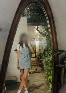 Light Wash Denim Pinafore Dress