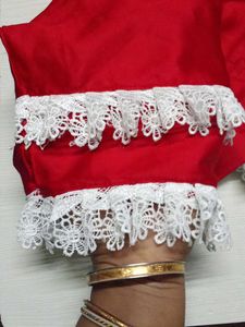 Red Lace Trim Outfit