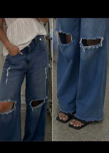 Wide Leg Ripped Jeans