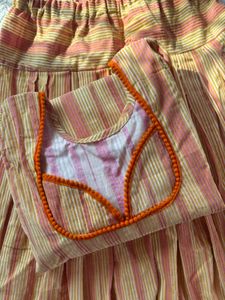 Orange Striped Kurta and Palazzo Set- Fixed price