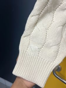 Cream Cable Knit Cropped Sweater