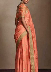 Elegant Peach Embroidered Saree with blouse