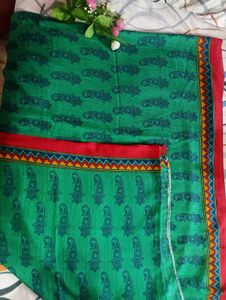 Green Paisley Print Dress Material