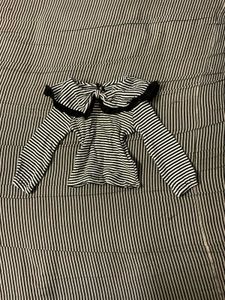 Striped Top with Bow Collar