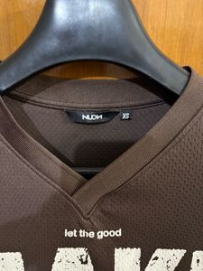 NUON WESTSIDE Oversized Brown Graphic T-Shirt