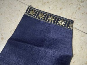 Elegant Navy Blue Silk Blouse(with margin)