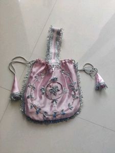 Pink Potli Bag with Mirror Work