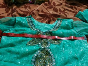 Green Embellished Ethnic Kurta