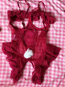 Sexy Red Lace Teddy Lingerie Set