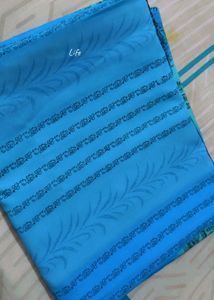 Blue Floral Print Saree