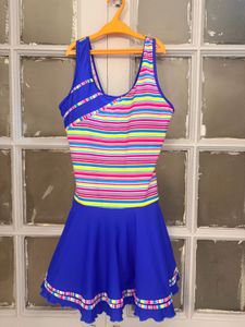Colorful Striped One-Piece Swimsuit Dress