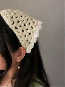 Crochet Bandana with Floral Detail