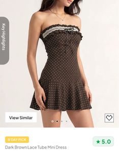 Dark Brown Polka Dot Tube Dress