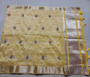 Elegant Yellow Silk Saree with princess cut blouse