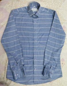 Men's Blue Striped Cotton Shirt