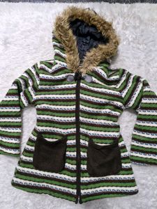 Cozy Striped Faux Fur Hooded Jacket