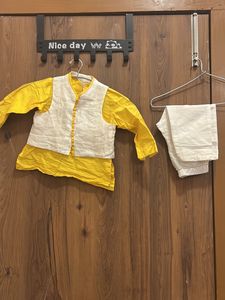 Beautiful Yellow Kurta Pajama Sadri Set 💛