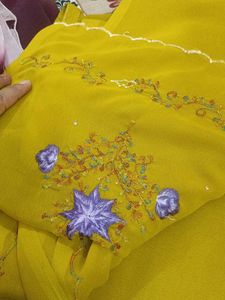 Elegant Yellow Embroidered Saree