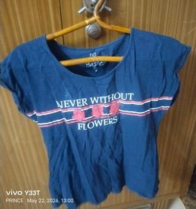Blue 'Never Without Flowers' T-Shirt