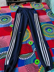 Navy Blue Striped Track Pants