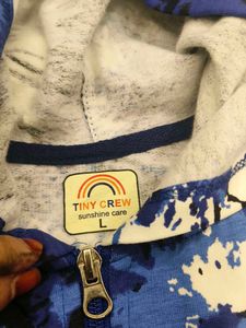 Blue Patterned Zip-Up Hoodie