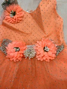 Adorable Peach Ruffled Party Dress