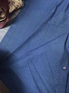 Men's Blue Textured Short Sleeve Shirt