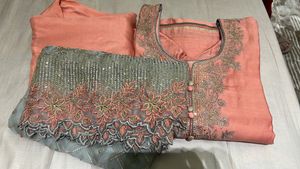 last price Elegant Peach Embroidered Kurta Set