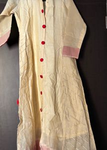 Cream Kurta with Red Accents