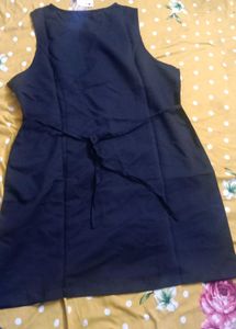 XXL size Sleek Black Button-Up Mini Dress